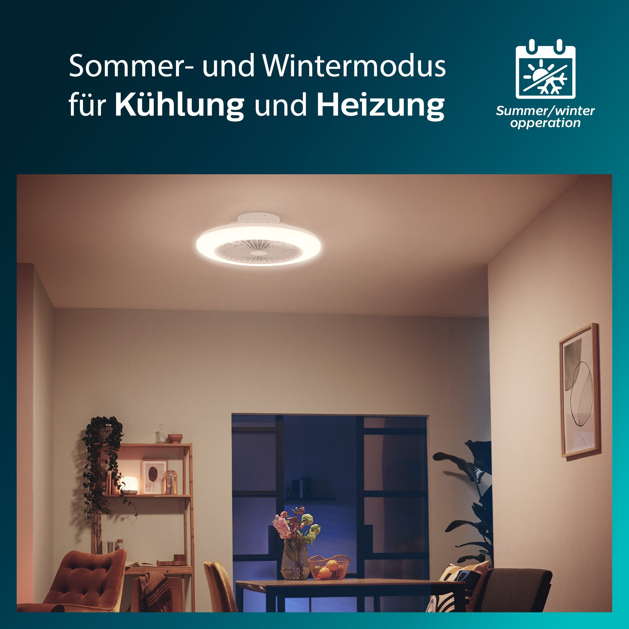 Philips LED Deckenleuchte Deckenventilator Amigo, Abschaltautomatik, CCT - über Fernbedienung, Dimmer, Dimmfunktion, Farbsteuerung, Farbwechsel, Fernbedienung, Infrarot inkl., Ventilatorfunktion, dimmbar über Fernbedienung, mehrere Helligkeitsstufen, LED fest integriert, warmweiß - kaltweiß, inkl. Fernbedienung