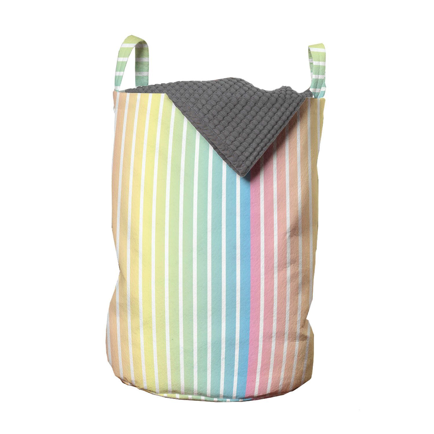 Abakuhaus Wäschesäckchen Wäschekorb mit Griffen Kordelzugverschluss für Waschsalons, Nadelstreifen Blended weichen Pastellfarben