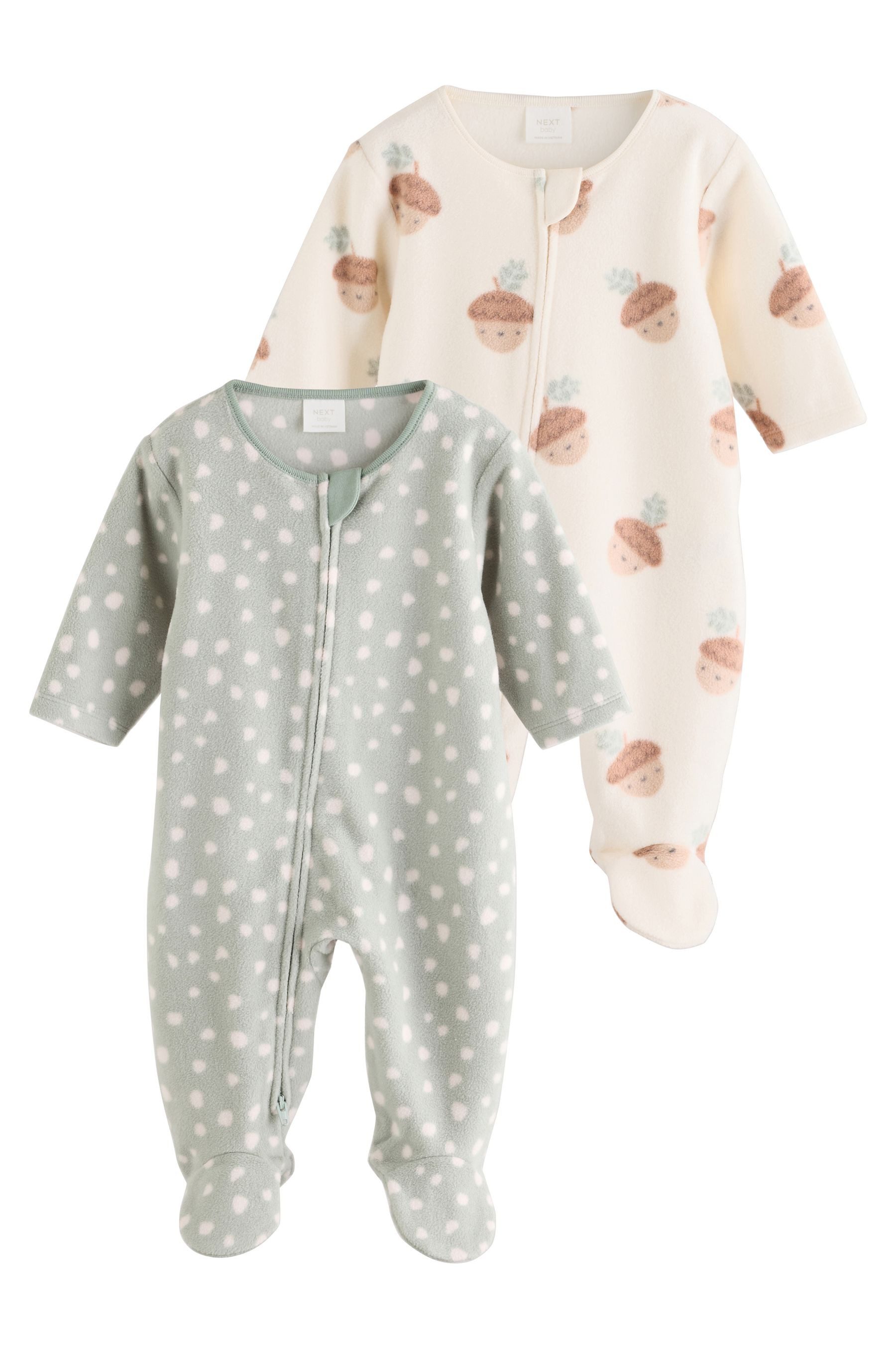 Next Schlafoverall 2er-Pack Baby Mikrofleece-Schlafanzüge mit 2-W-RV (2-tlg)