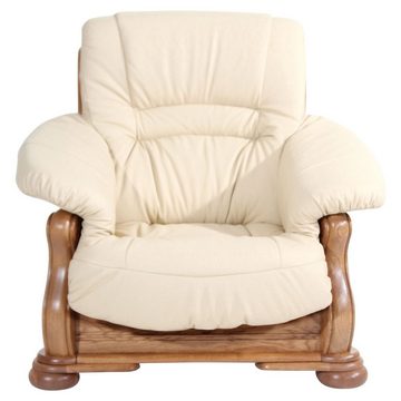 58 aufm Kessel Sessel Sessel Katlin Bezug Echtleder Eiche rustikal P43 / beige 22773 (Sparpreis inkl. Kostenlosem Versand, 1-St), hochwertig verarbeitet,bequemer Sitz