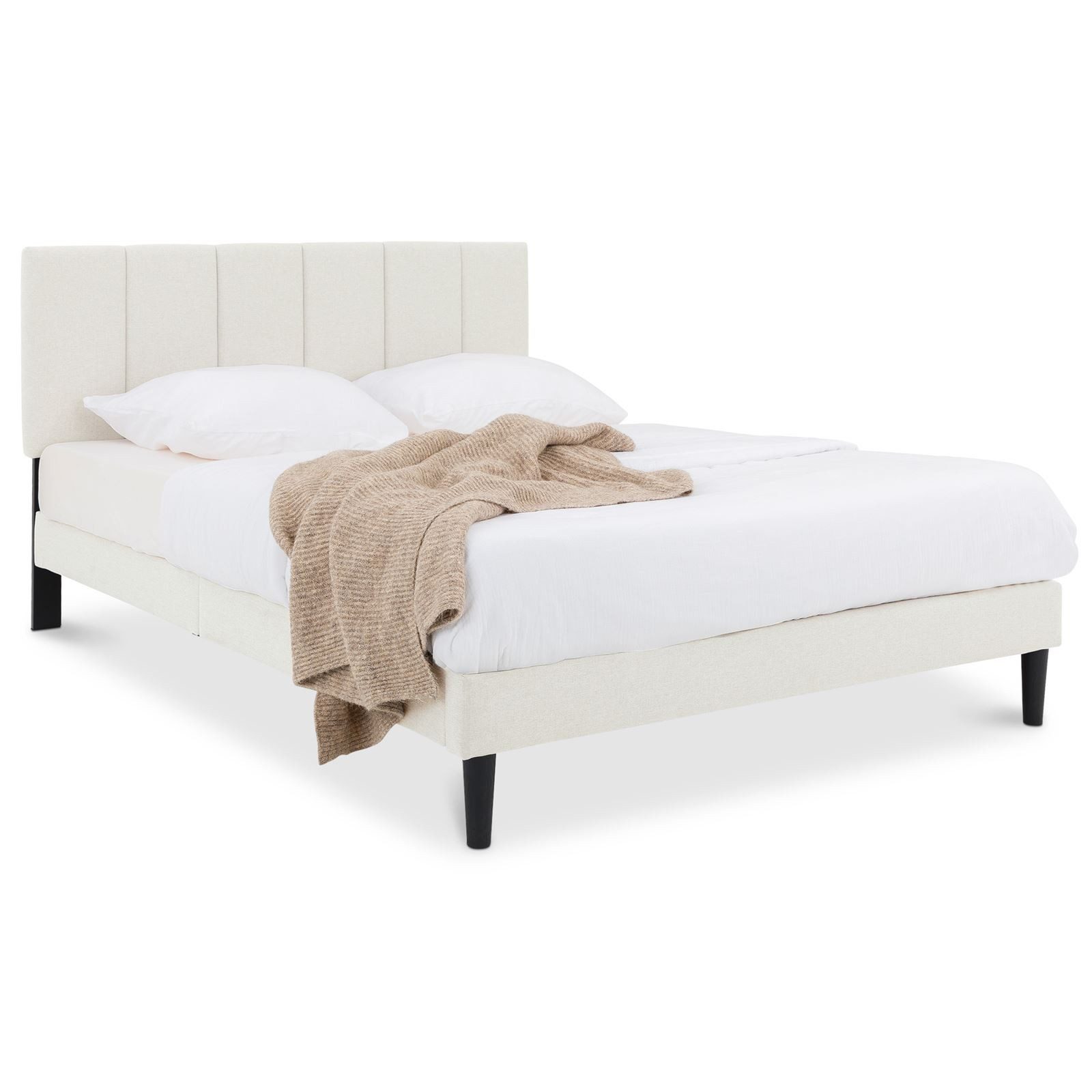 IDIMEX Polsterbett OLBIA, Bett 140x200 cm mit Stoffbezug in Leinenoptik, inkl. Lattenrost Creme