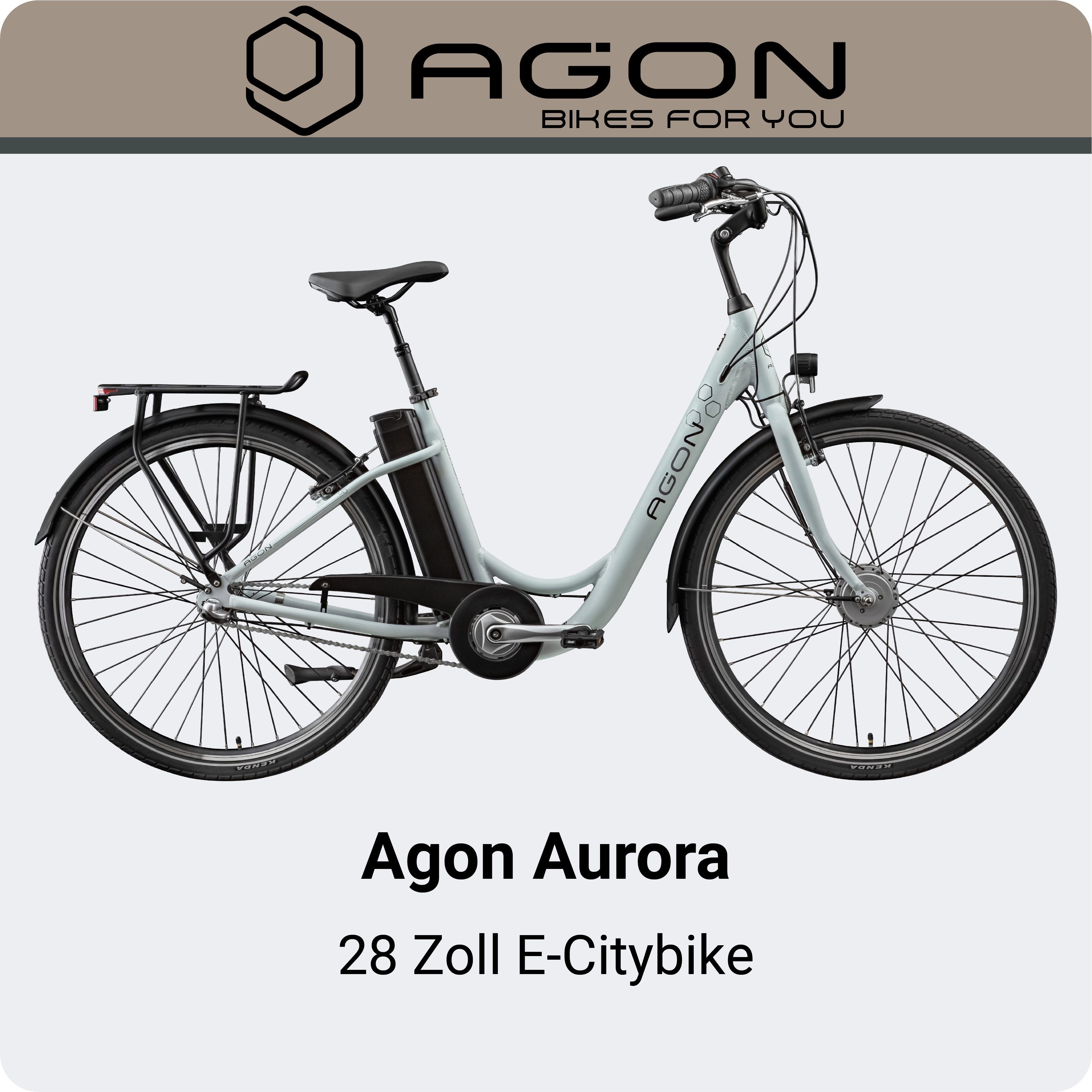 AGON E-Bike Cityrad Aurora, 3 Gang, Nabenschaltung, Frontmotor, 536 Wh, E-Bike 26" Citybike 150-175cm Pedelec Nabenmotor Fahrrad 3 Gang Licht
