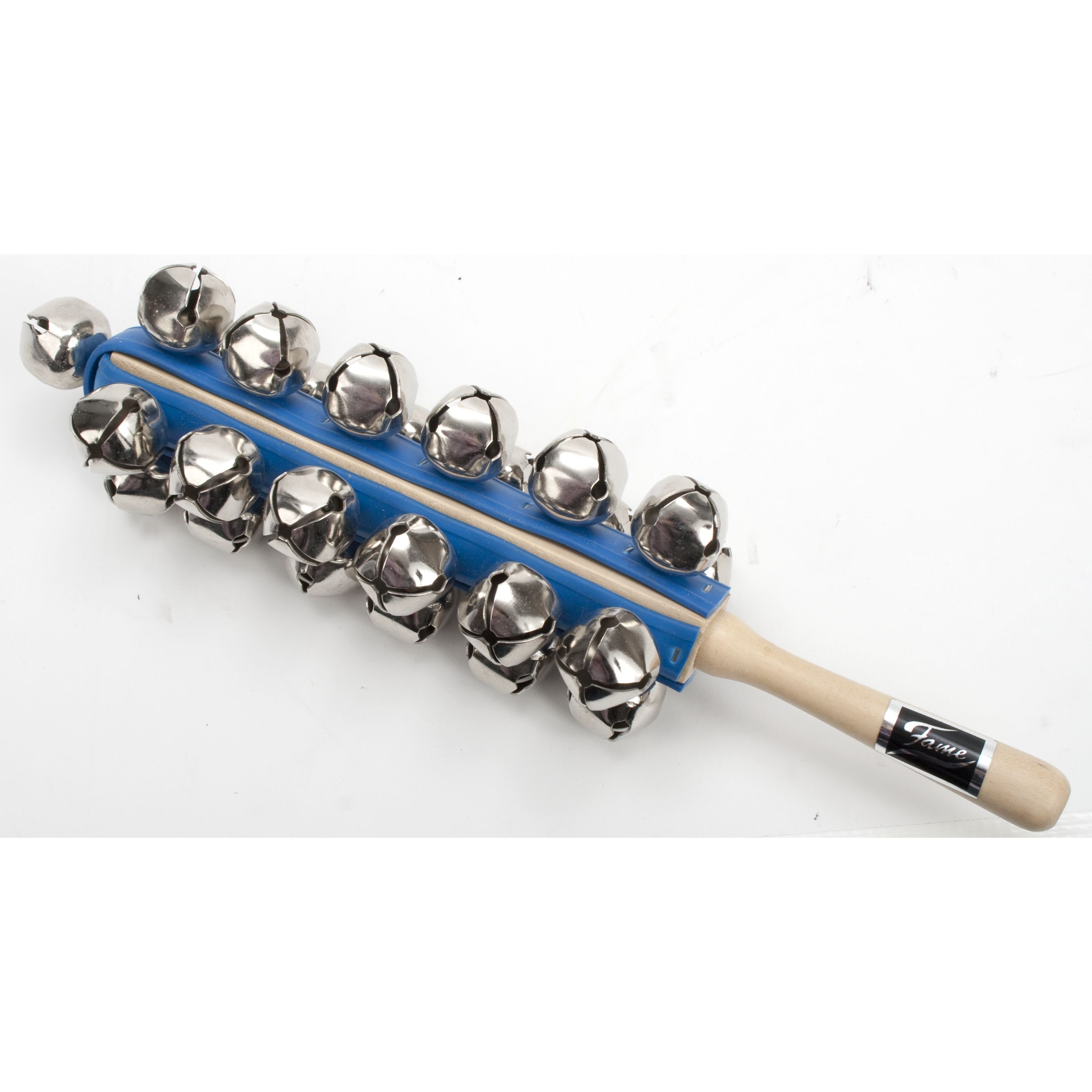 FAME Glocke,SB125 Sleigh Bells Tambourine 25 Glocken Holzgriff Stahl-Schellen 31cm Länge Naturfarben Effektives Rhythmikinstrument Hellem Glockenklang, Percussion, Schellen und Glocken, SB125 Sleigh Bells Tambourine, Glocken Tambourin, Rhythmikinstrument