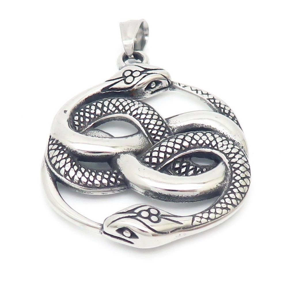 BUNGSA Anhänger Set Anhänger AURIN Schlangen-Amulett Silber aus Edelstahl  Unisex | Kettenanhänger