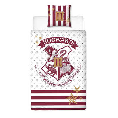 Bettwäsche Harry Potter 135x200 + 80x80 cm, 100 % Baumwolle, MTOnlinehandel, Biber, 2 teilig, kuschelig weiche Kinderbettwäsche für alle Hogwarts Fans