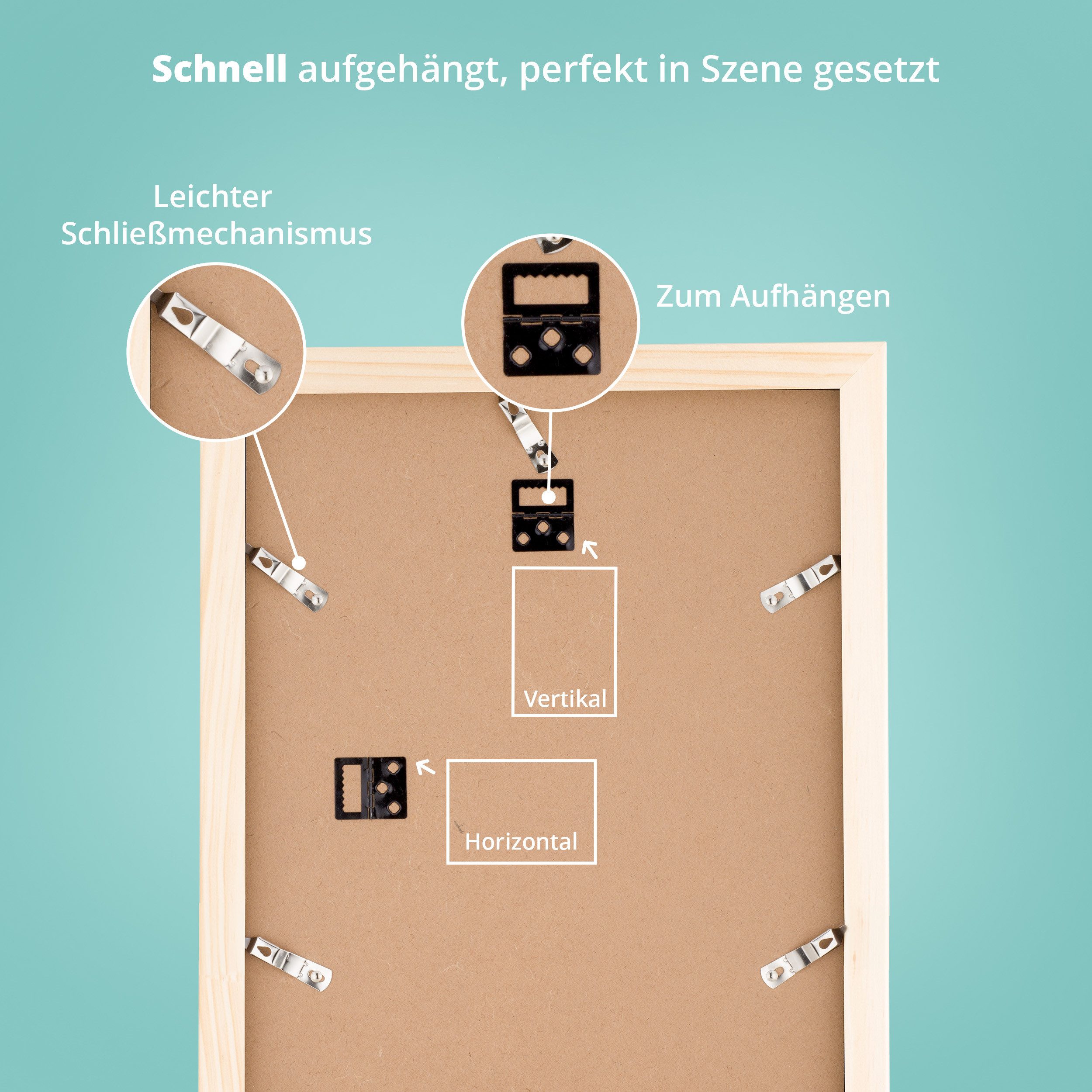 KHG Bilderrahmen 60x80 cm Natur, für 1 Bilder (stabile Glasfront, MDF-Holz-Rahmen foliert & Passepartout, 1 St), Premium-Rahmen für Fotos, Poster, Zertifikate & – Bild 5 von 5