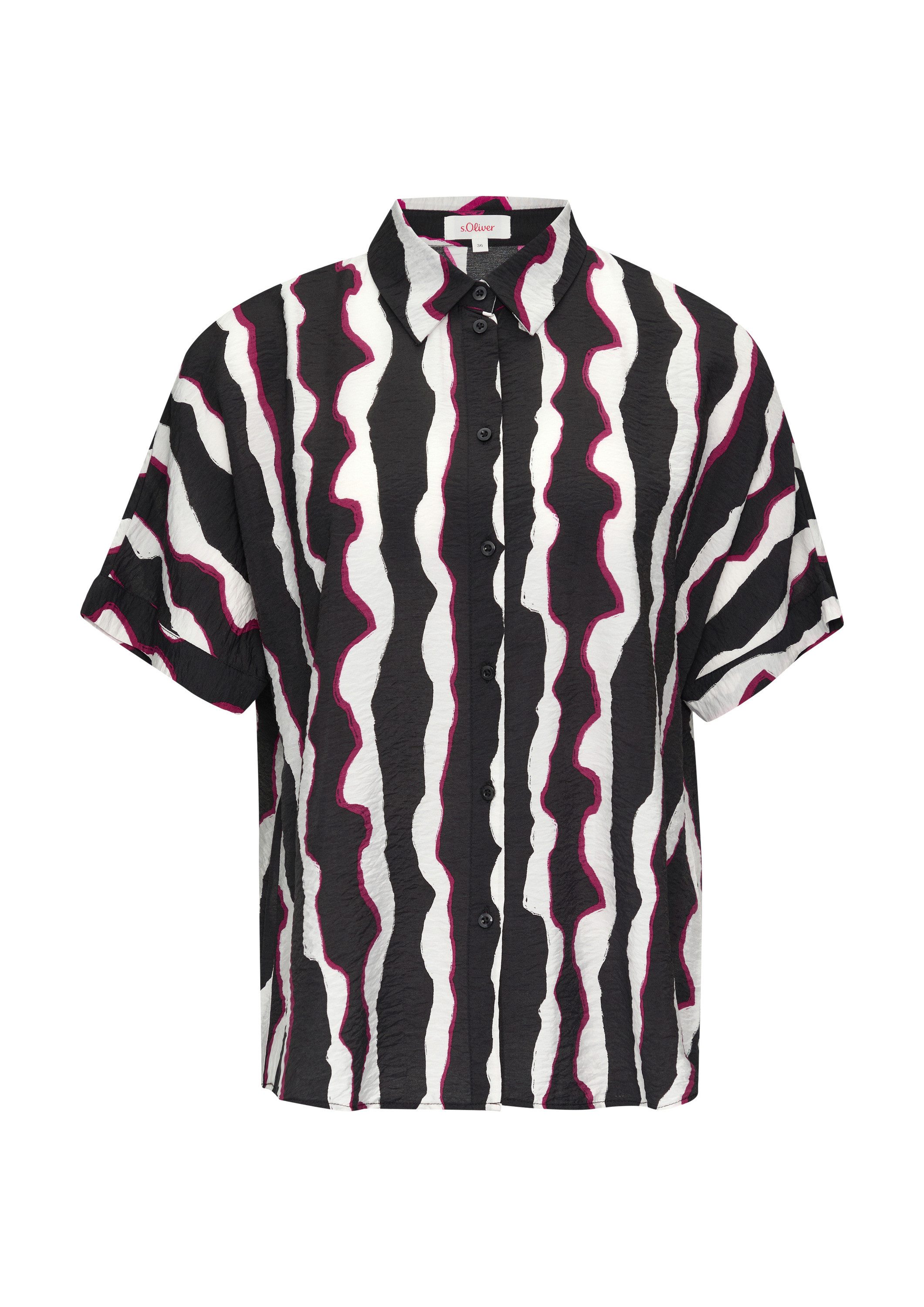s.Oliver Kurzarmbluse Bluse Oversized Hemdbluse aus strukturiertem Viskose günstig online kaufen