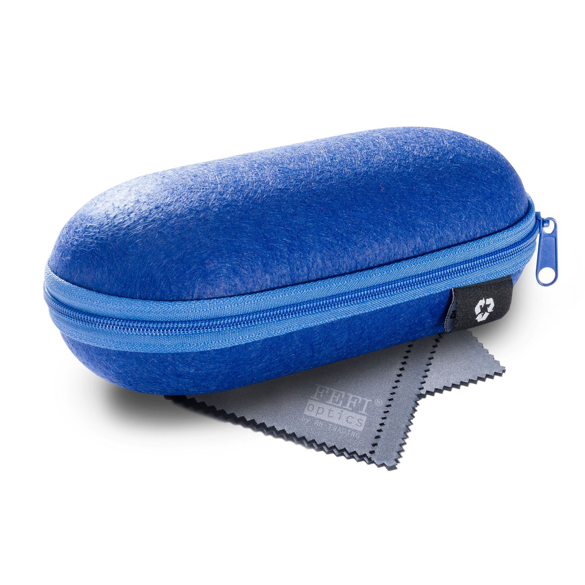 FEFI Brillenetui Sport- und Sonnenbrillen, mit Filzbezug aus recycelten PET-Flaschen, Set aus 1 Etui + Mikrofasertuch