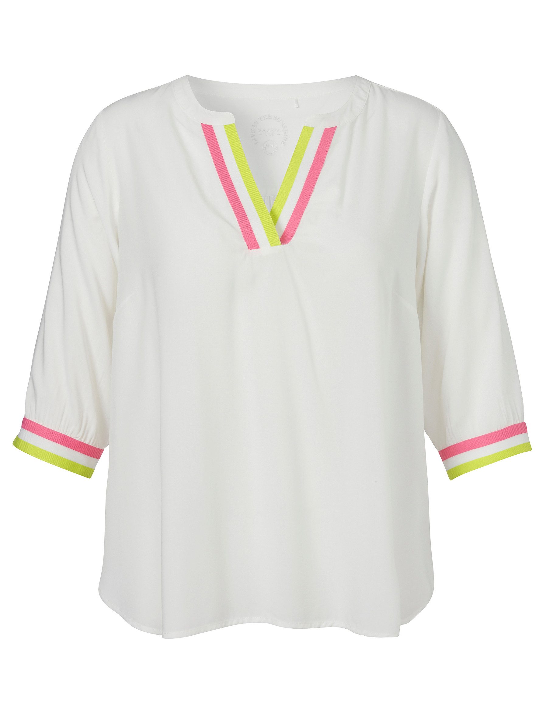 Langarmbluse Bluse V-Ausschnitt 3/4 Arm