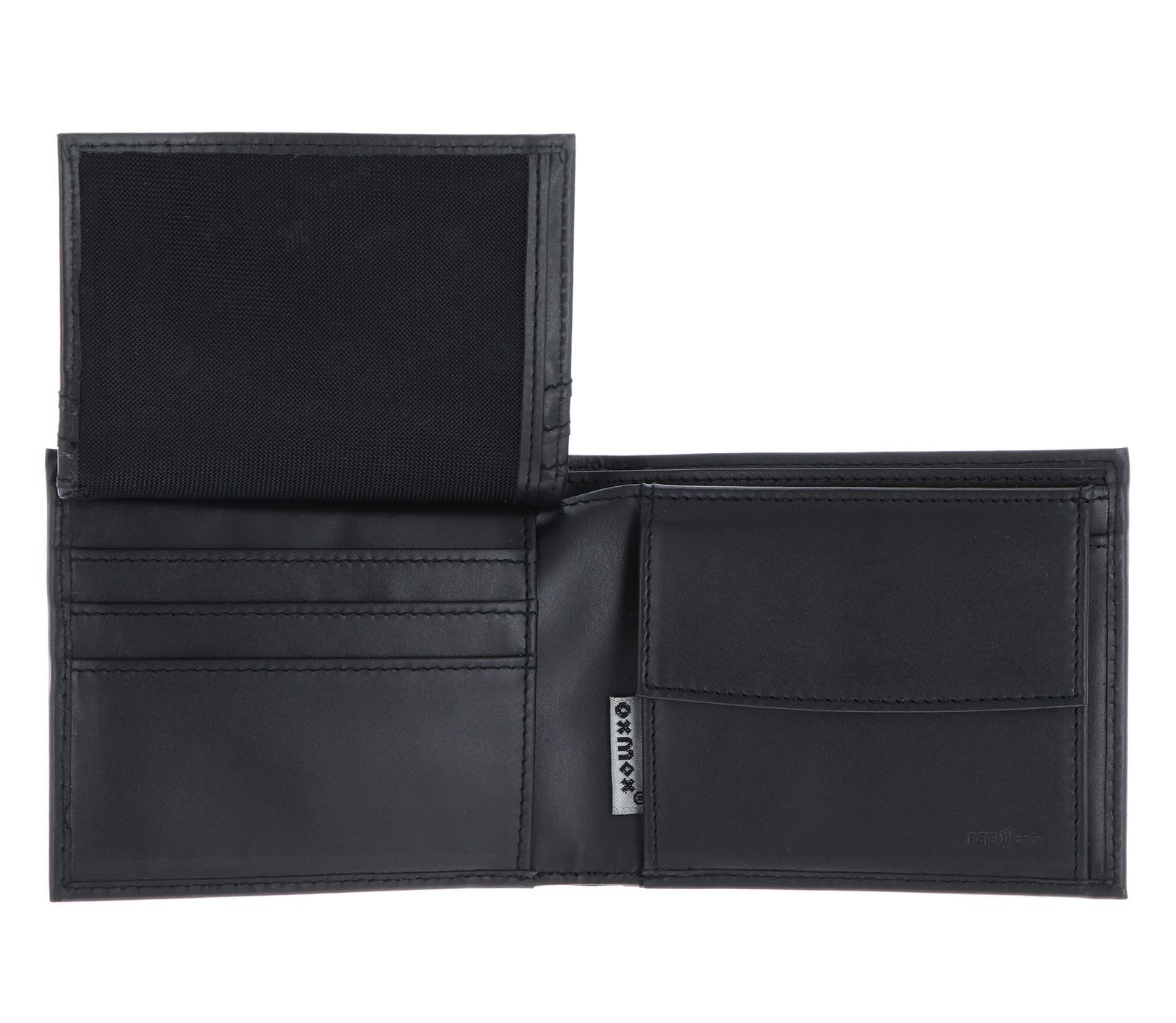 OXMOX Geldbörse Querscheinbörse, aus echtem Rindsleder mit RFID-Blocker Schutz