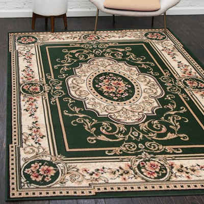 Orientteppich Orientalisch Vintage Teppich Kurzflor Wohnzimmerteppich Grün, Mazovia, 60 x 100 cm, Fußbodenheizung, Всіrgiker geeignet, Farbecht, Pflegeleicht