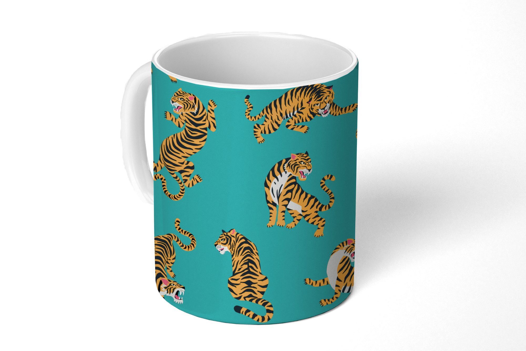Tasse Teetasse, Geschenk Tigers - - MuchoWow Blau, Becher, Keramik, Muster Teetasse, Kaffeetassen,