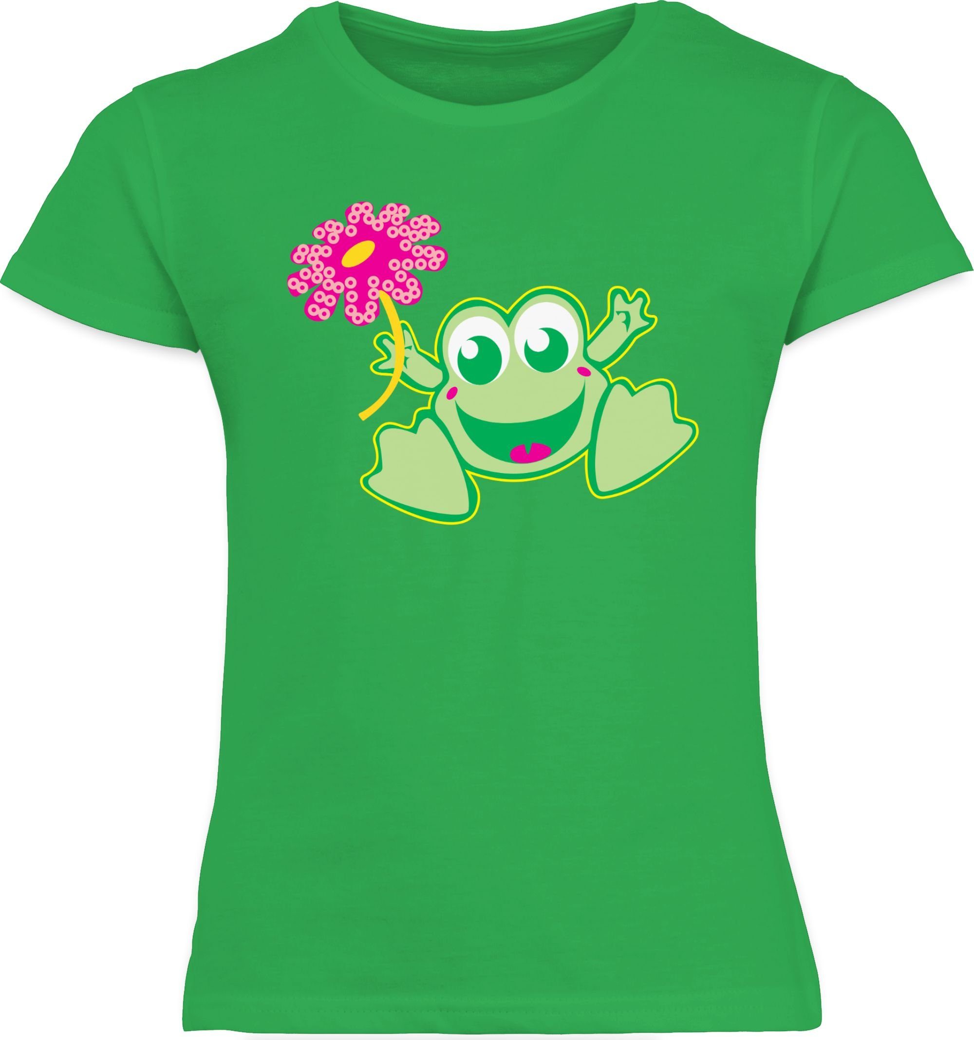 1 Grün T-Shirt Kindermotive Shirtracer Blume mit Frosch