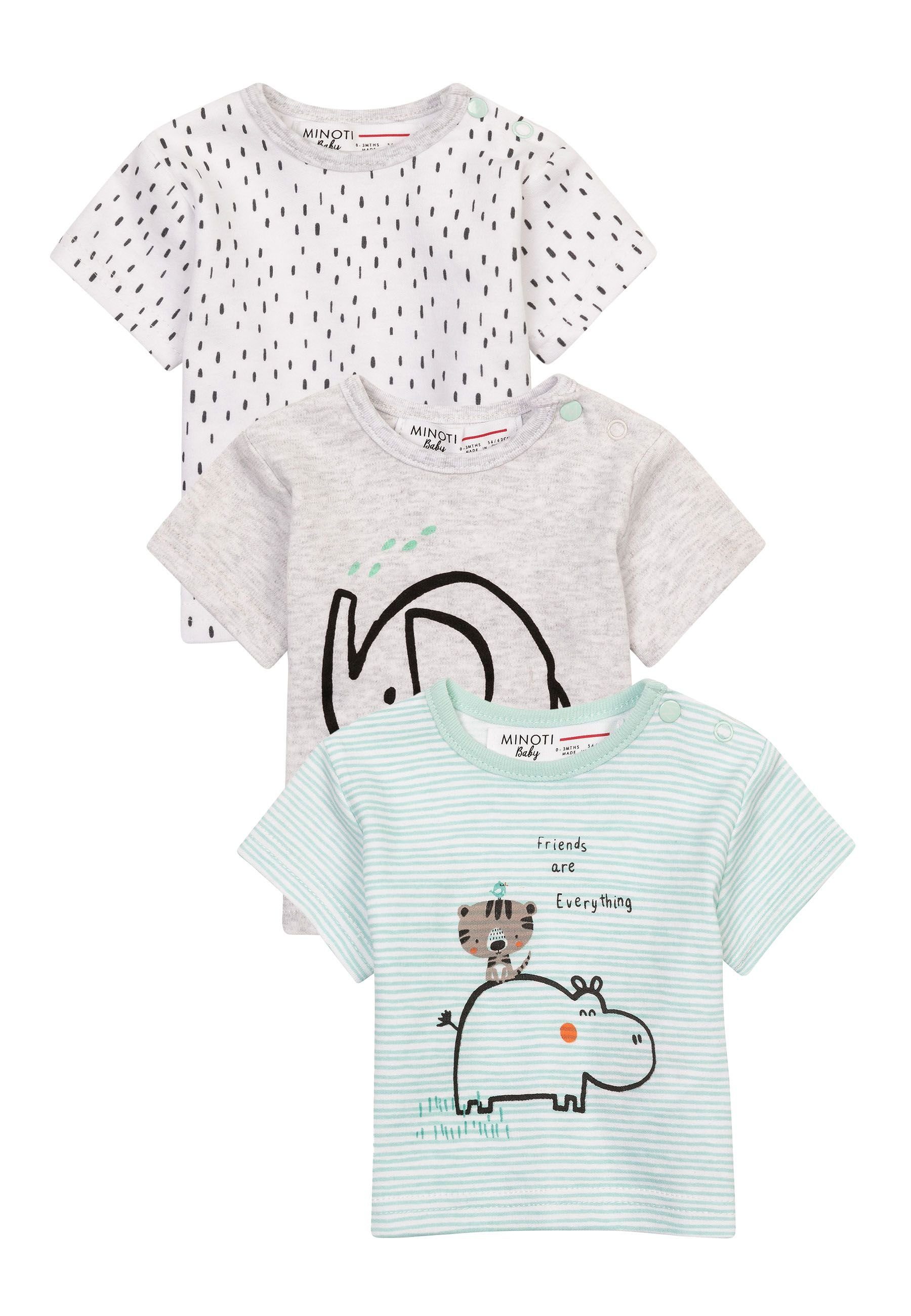 Ein Set Grau Baumwolle (0-12m) T-Shirt MINOTI 3 aus aus T-Shirts