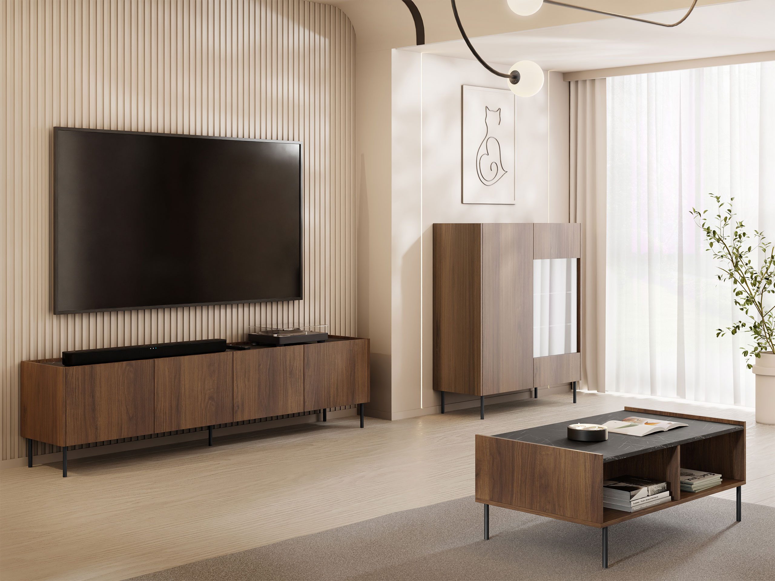 MIRJAN24 Wohnzimmer-Set Tewos II, (3er-Set, Vitrine, TV-Lowboard, Couchtisc günstig online kaufen