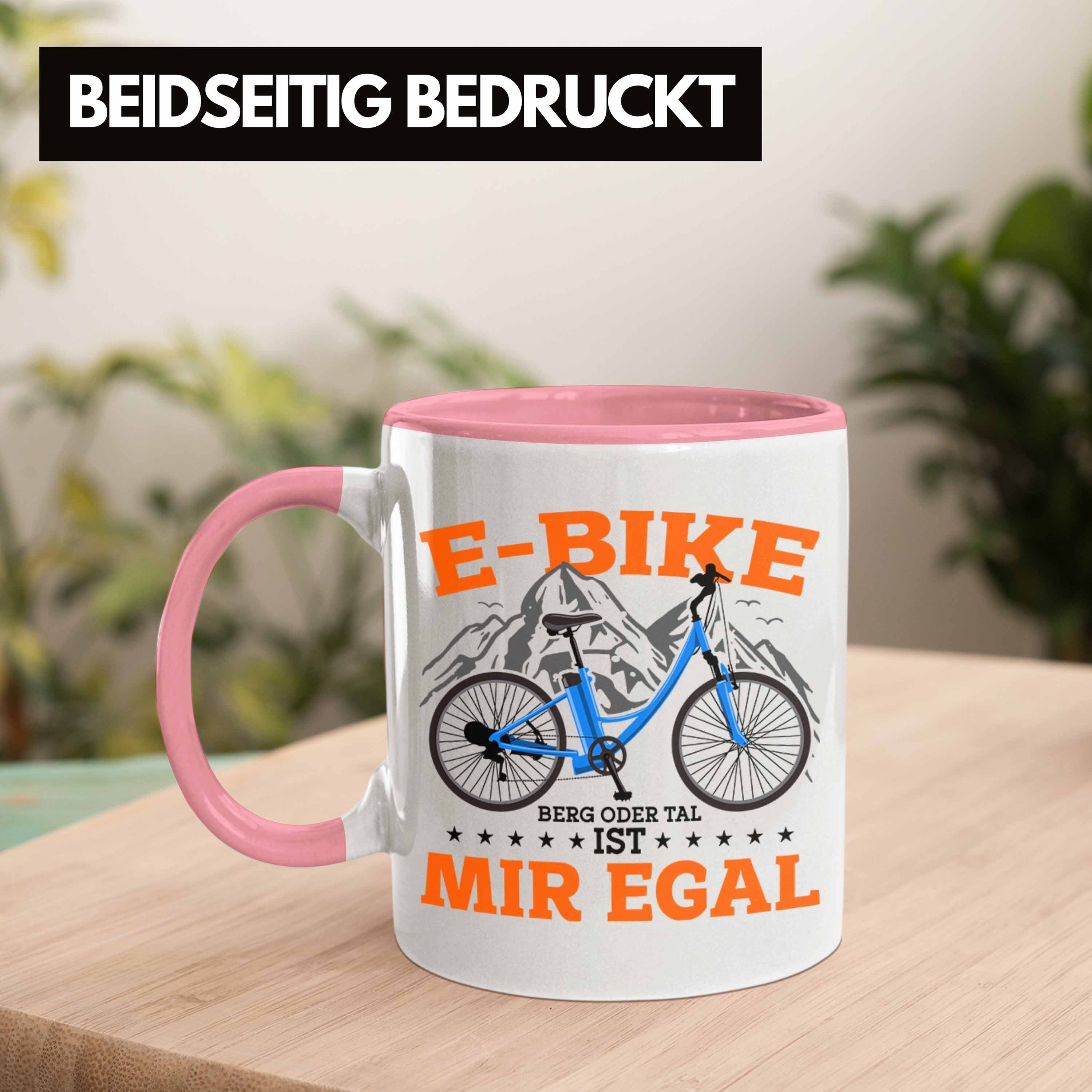 Trendation Tasse Lustige Tasse E-Bike E-Bike Geschenkidee Rosa Geschenk Sprüche Fans