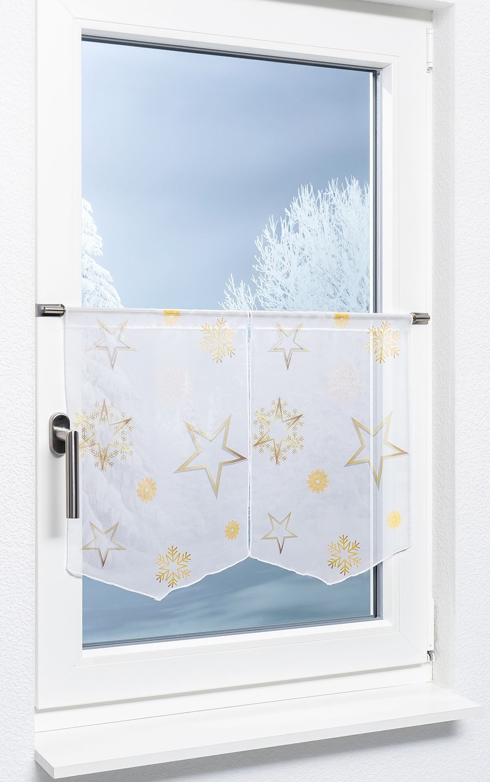 LYSEL® Scheibengardine SET Scheibenhänger Weihnachtssterne (1 St), transparent, HxB 45x30cm
