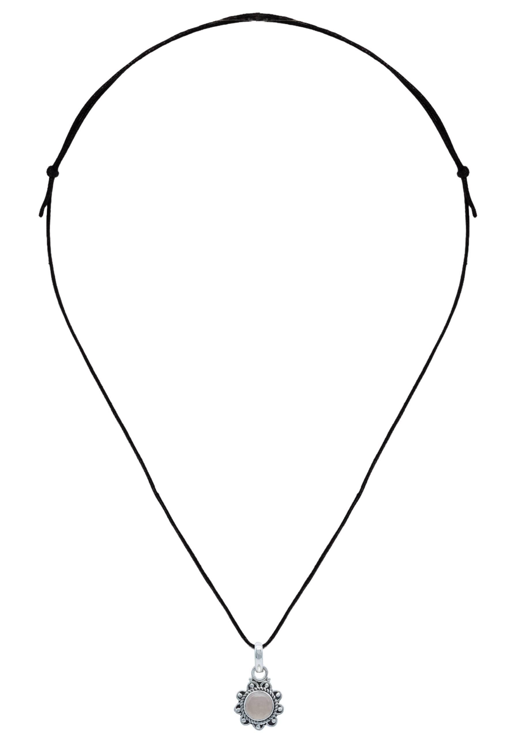 mantraroma mit Silber 925er Rosenquarz Kettenanhänger