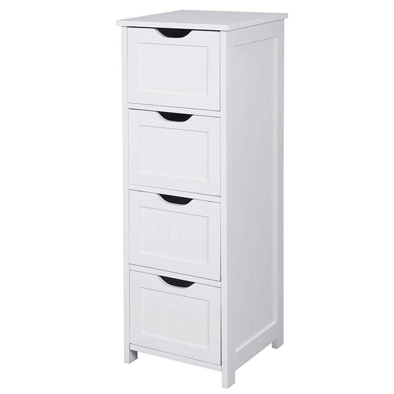 Woltu Kommode, Badezimmerschrank mit 4 Schubladen, Mehrzweckschrank 30x82x30 cm
