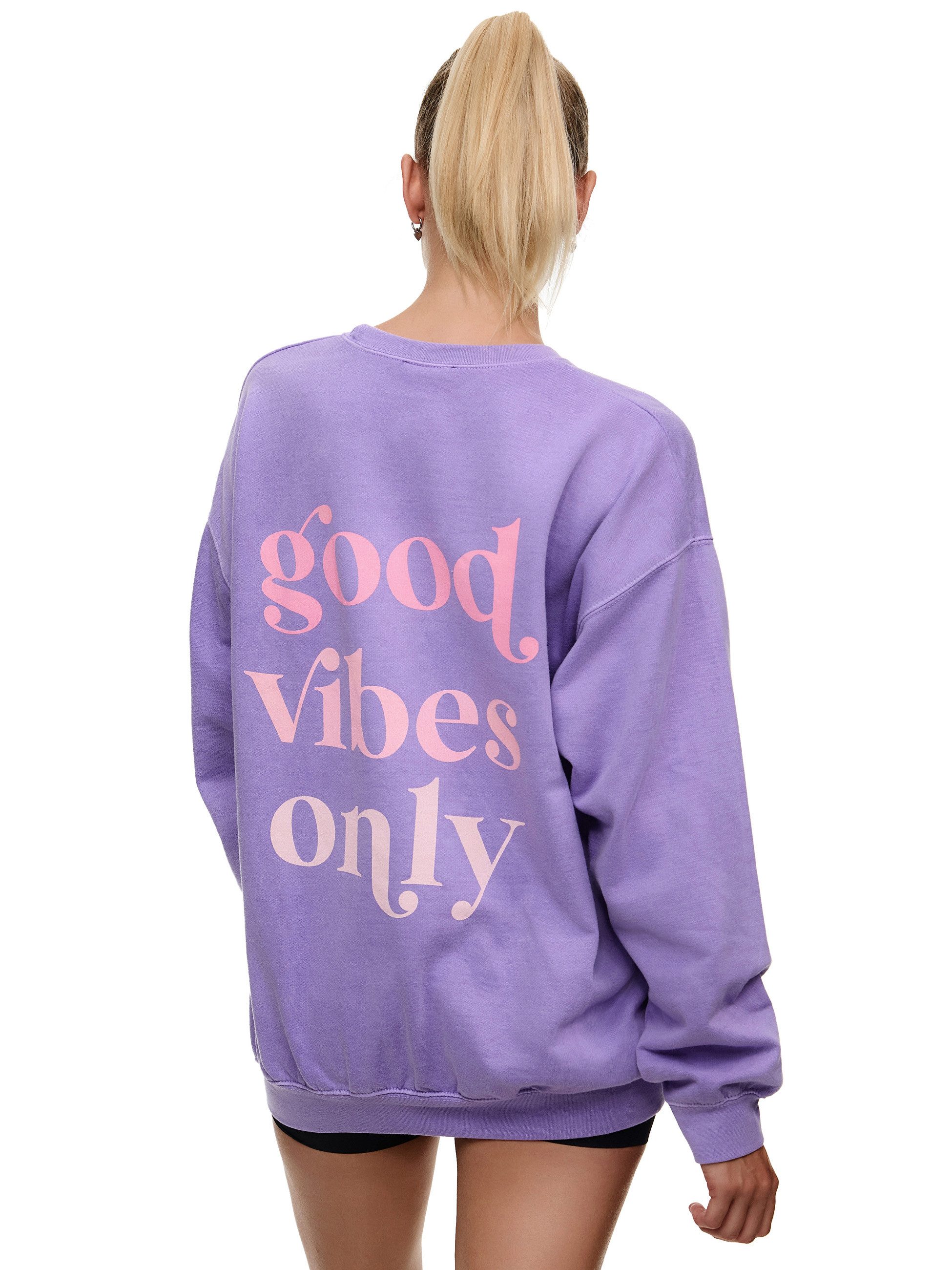 Sweatshirt Worldclassca Oversized Sweatshirt Good Vibes Print Langarm Pullover