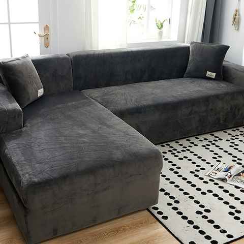 Sofahusse Ecksofa Stretch Super Weich Plüsch Sofa Überzug für 2/3/4 Sitzer, Juoungle