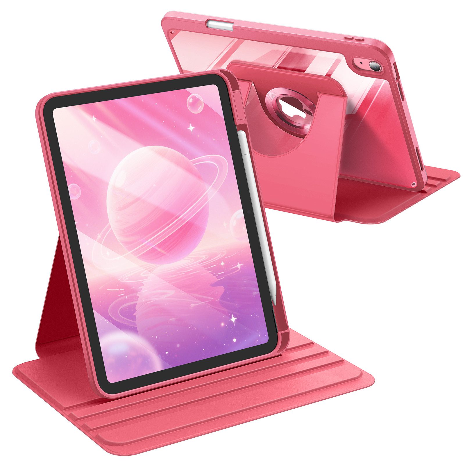 Fintie Tablet-Hülle Rotierende Hülle für iPad (A16) 11./10. Generation 2025/2022, 360 Grad Drehbare Hülle mit Stifthalter, Transparente Acryl-Rückseite