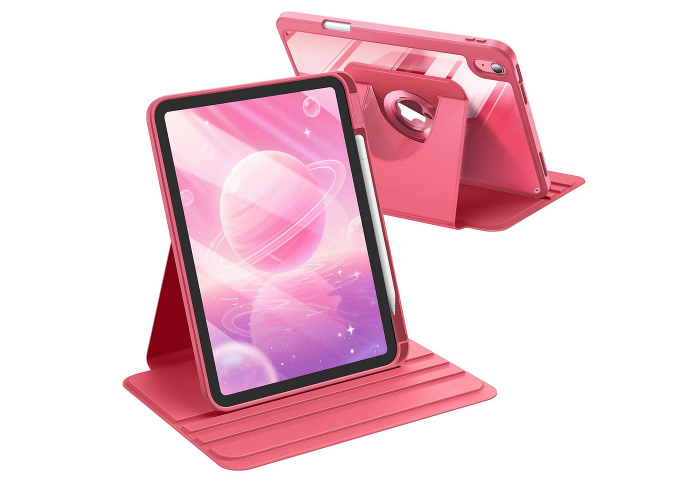 Fintie Tablet-Hülle Rotierende Hülle für iPad (A16) 11./10. Generation 2025/2022, 360 Grad Drehbare Hülle mit Stifthalter, Transparente Acryl-Rückseite
