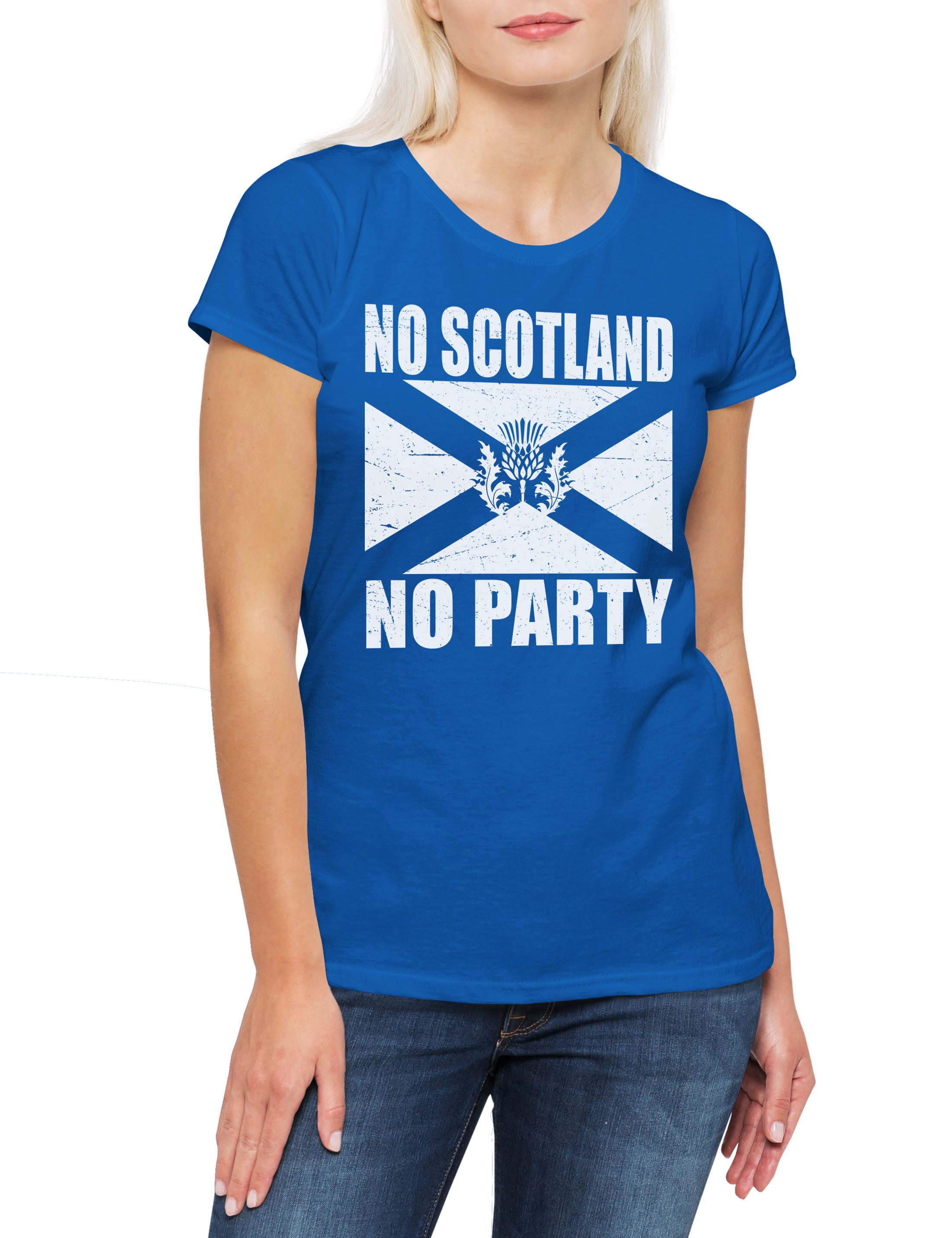 Print-Shirt No Scotland No Party Damen T-Shirt Royal William Whiskey Highlands