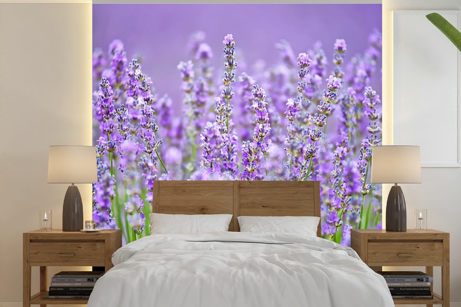 MuchoWow Fototapete Nahaufnahme des violetten wilden Lavendels, Matt, bedruckt, (5 St), Vinyl Tapete für Wohnzimmer oder Schlafzimmer, Wandtapete