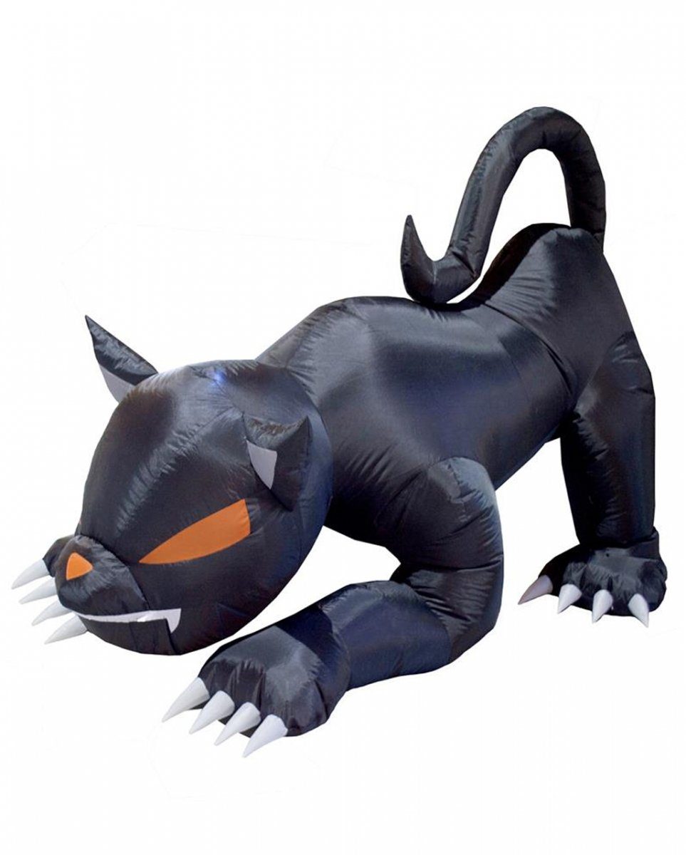 Horror-Shop Dekofigur Schwarze Halloween Katze als Aufblasfigur 150cm