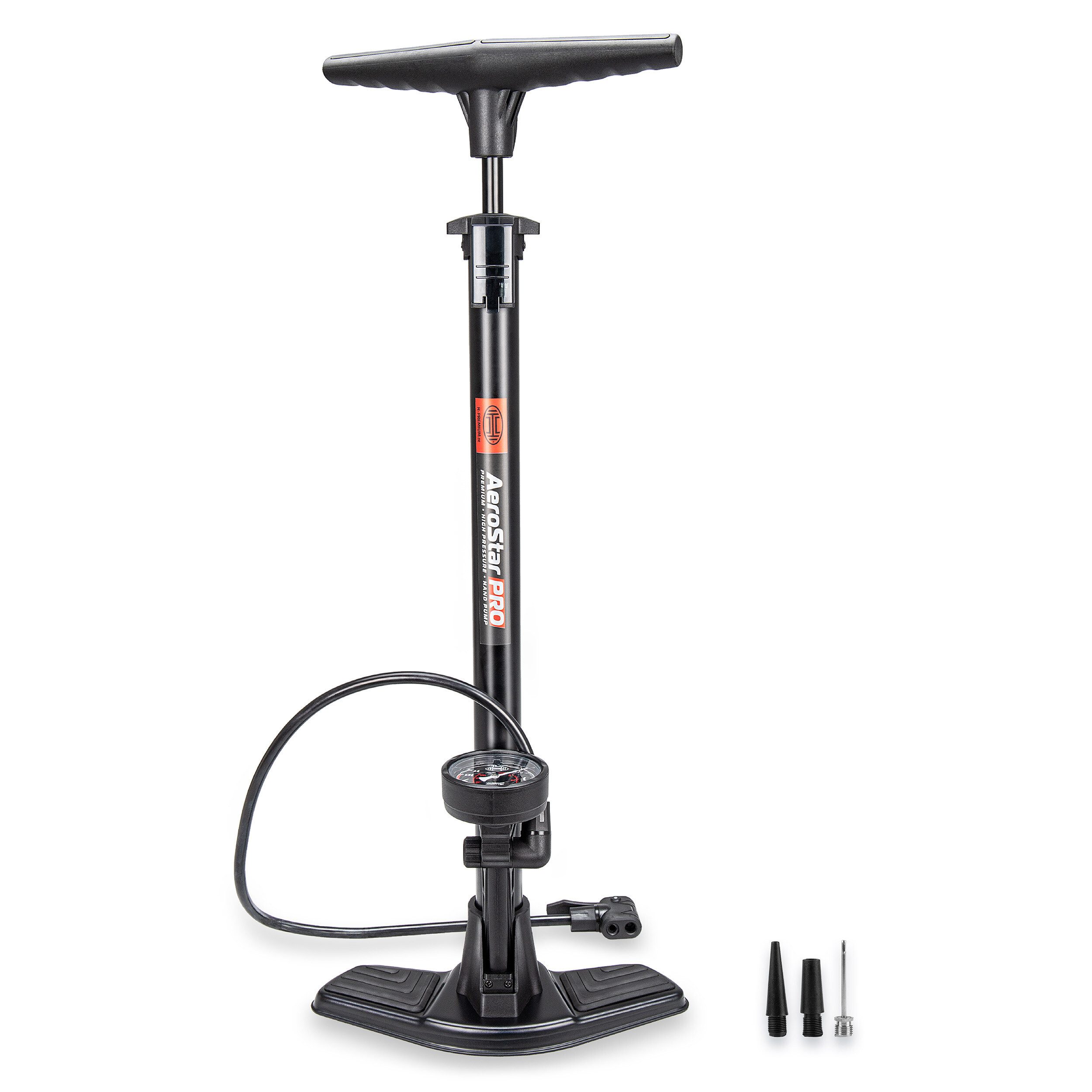 HEYNER Fahrradpumpe Premium Hochleistungs-Handpumpe mit Manometer
