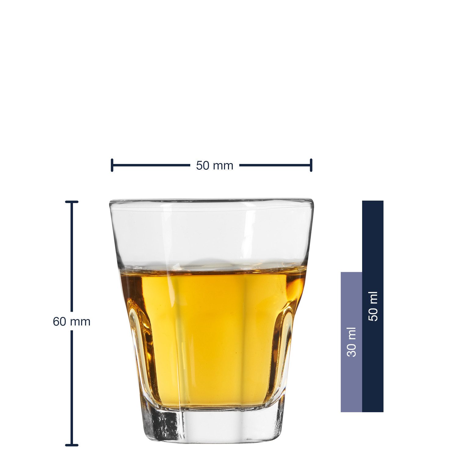 LEONARDO Schnapsglas Rock, Kalk-Natron Glas, Set 6 Schnapsgläser, 50ml Spülmaschinenfest