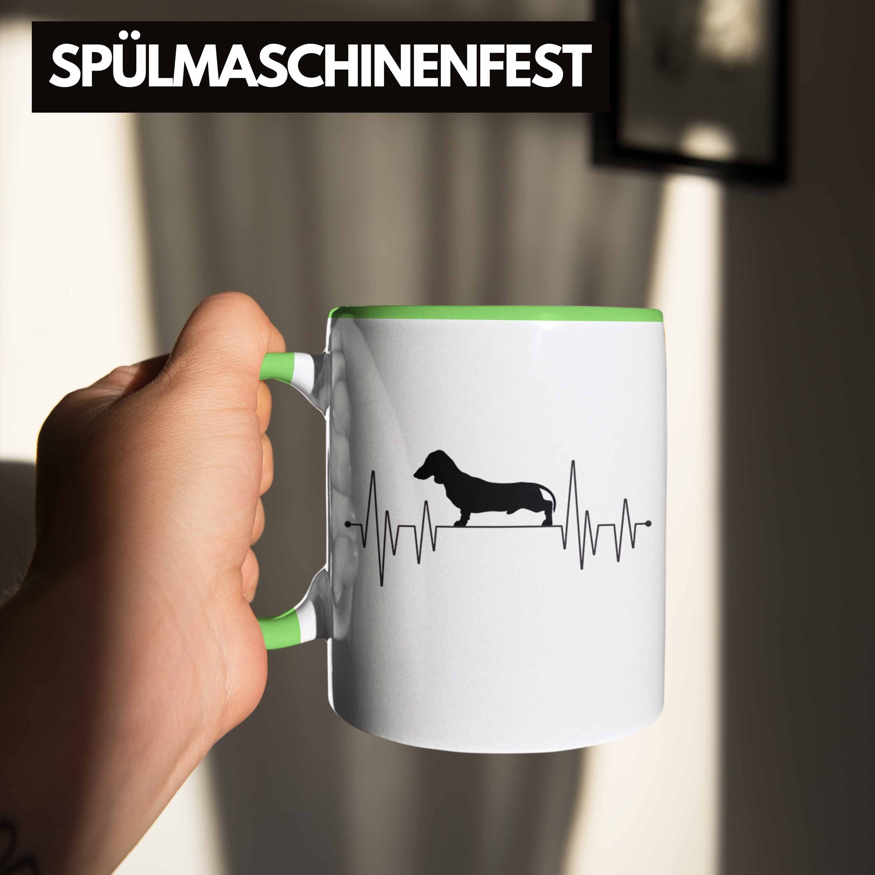 Frauchen für Mom Dackel Geschenk Grafik Trendation Tasse Dackel-Besiterin Tasse Geschen Grün