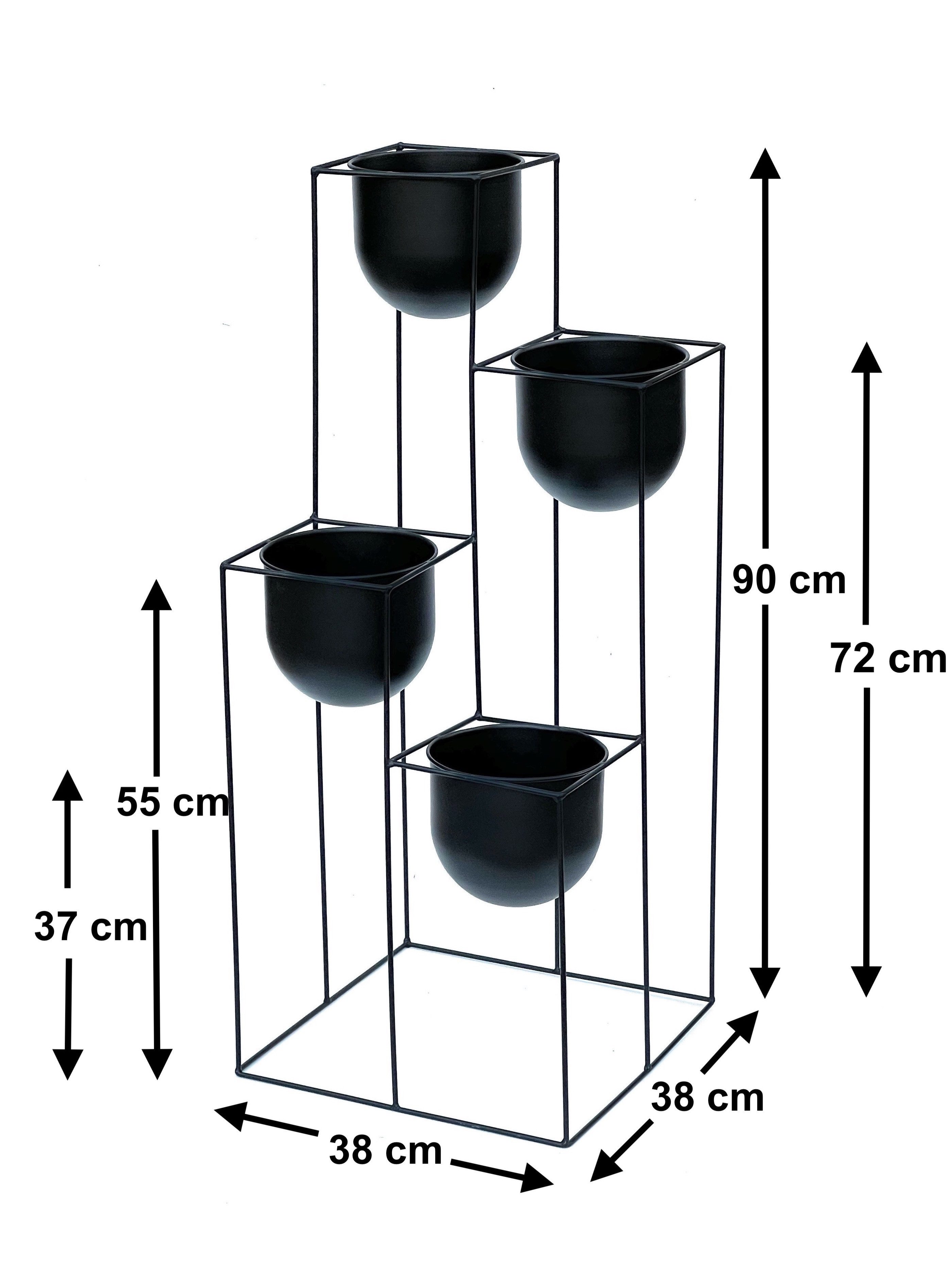 DanDiBo Blumenhocker Blumentreppe Metall Schwarz 90 cm Pflanzentreppe 210015