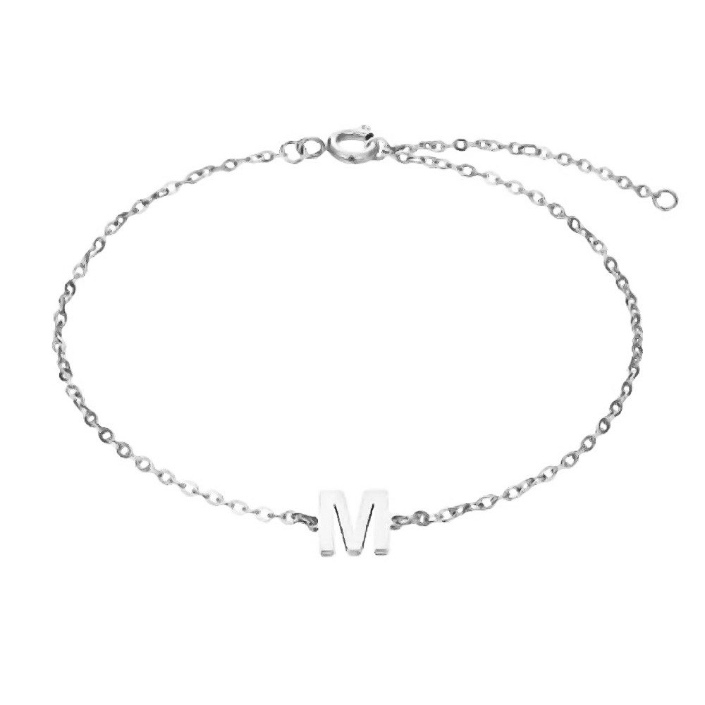 BUNGSA Armband M - Buchstaben Armkette aus Edelstahl Silber Unisex (1 Armband, 1-tlg), Bracelet Armschmuck