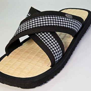 CINNEA VISTA-X Kreuzvariante Sandale Zimtlatschen, handgefertigt, mit Binsen-Fußbett und Wellness-Zimtfüllung, gegen Hornhaut und Fußschweiß
