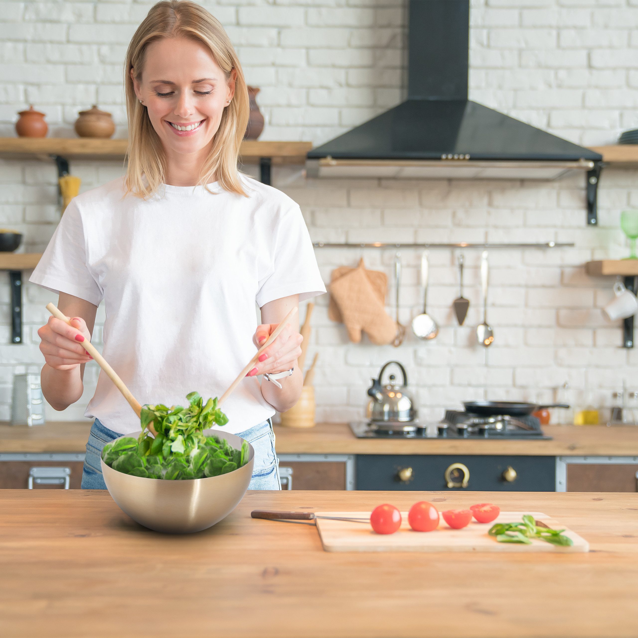 relaxdays Servierschüssel 2 x moderne Servierschüssel Ø 15 cm, Edelstahl