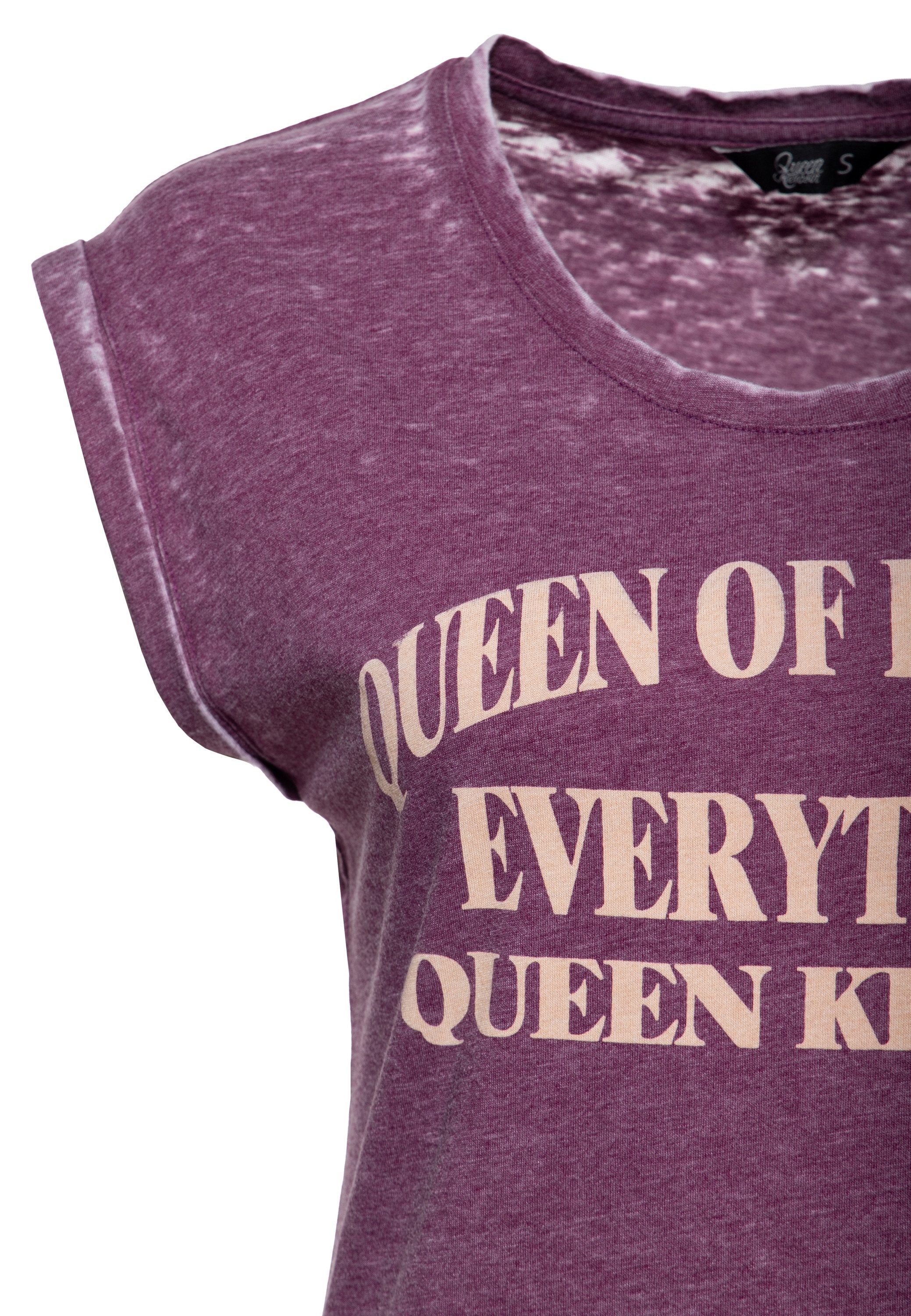 QueenKerosin Print-Shirt Queen Of Fucking Everything (1-tlg) mit Statement- günstig online kaufen