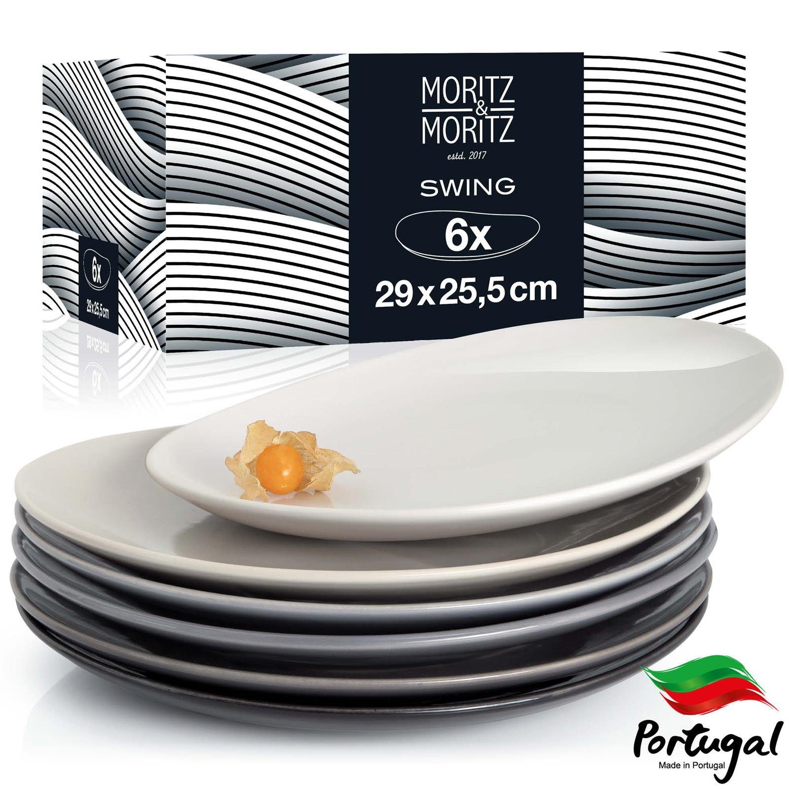 Moritz & Moritz Тарелка обеденная große Тарелки Set grau, (6 St), geeignet für Mikrowelle und Spülmaschine