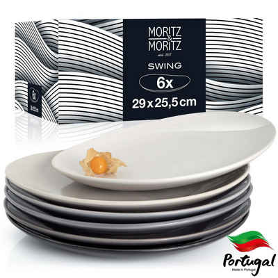 Moritz & Moritz Speiseteller große Teller Set grau, (6 St), geeignet für Mikrowelle und Spülmaschine