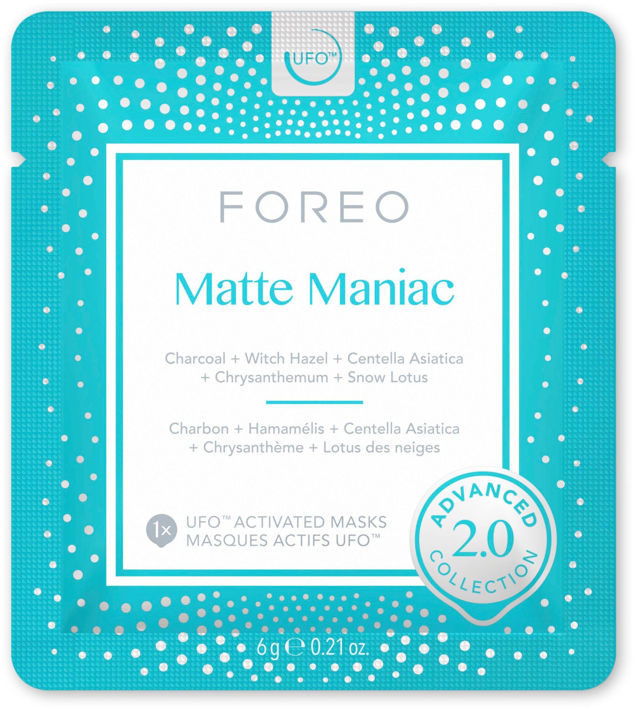 Maniac FOREO UFO™ 6-tlg., Packung, Mask UFO™ mini mit komptibel UFO™ Gesichtsmaske Matte & 2.0