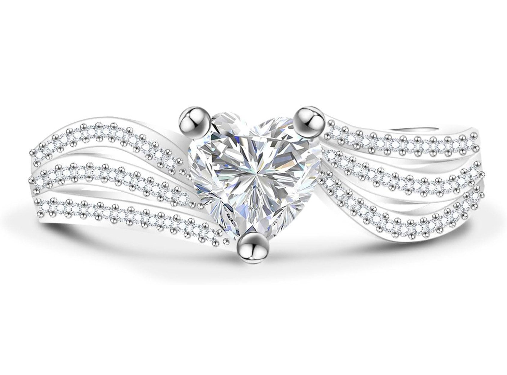 Jumpeak Verlobungsring Promise ring, Ring aus 14K Weißgold,1ct,D/E,VS1,2EX,Damen-Diamantring, Überraschungsgeschenke, Hochzeitsgeschenke, Geschenke für Frauen
