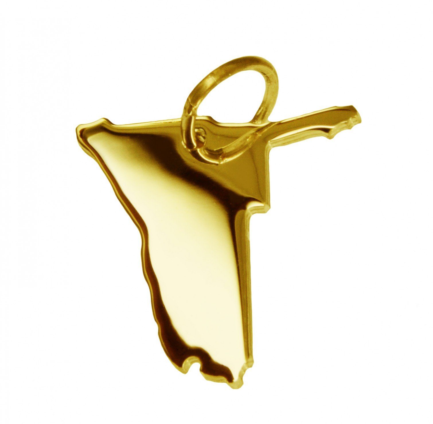 Kettenanhänger Anhänger der Landkarte Namibia in massiv 585 Gelbgold