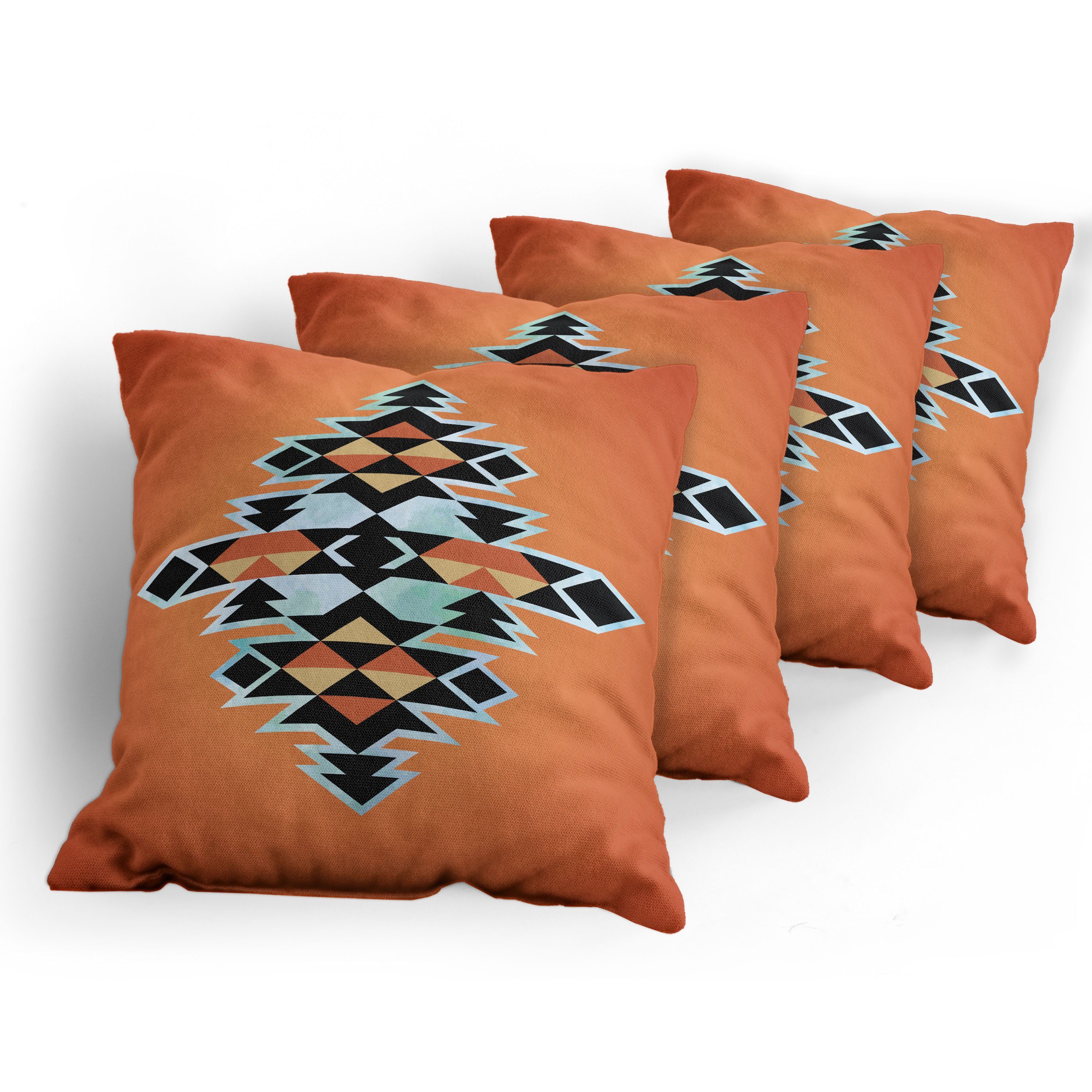 Digitaldruck, Stück), Aztec Stammes Accent Doppelseitiger (4 Kissenbezüge Muster Modern Abakuhaus
