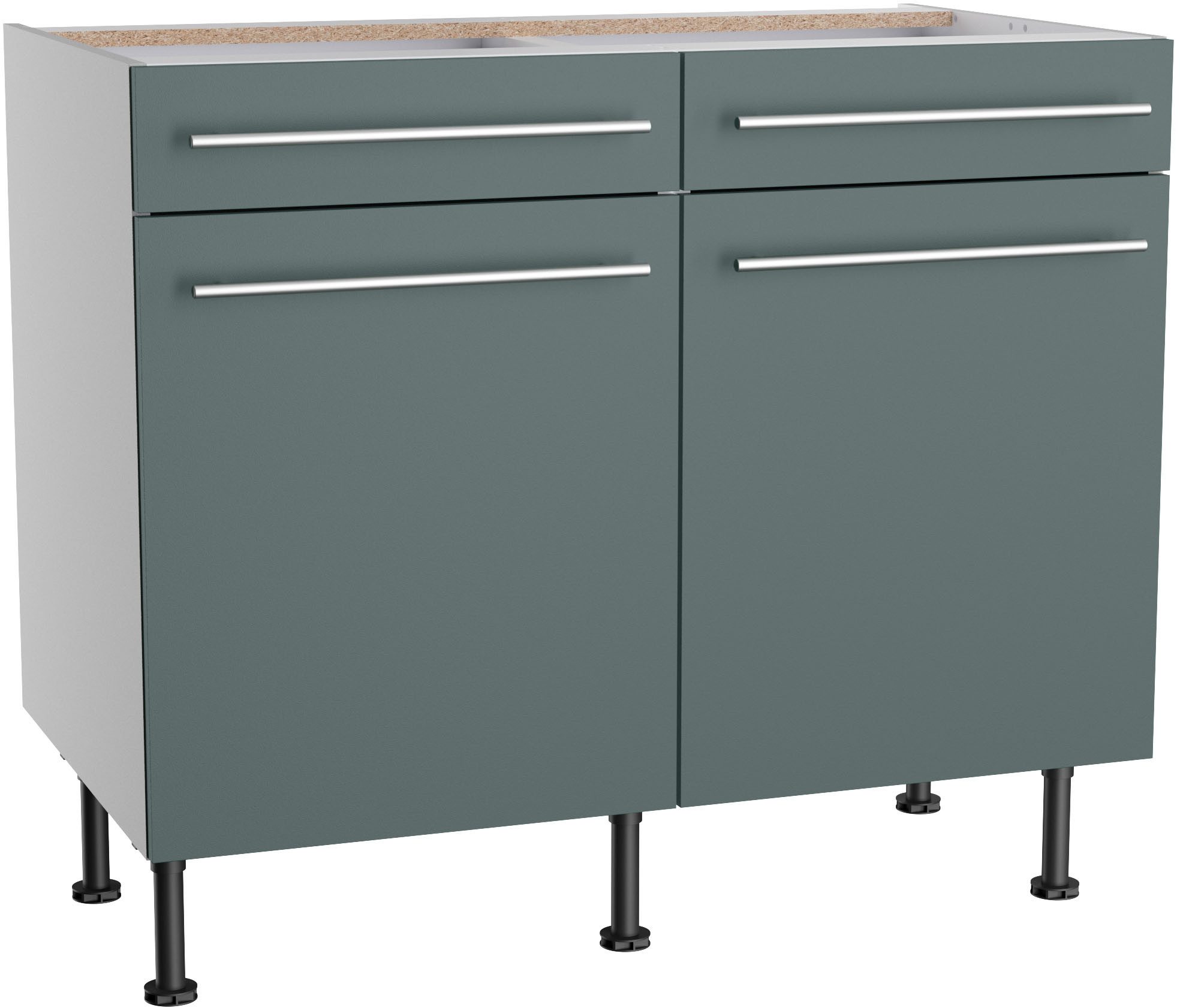 KOCHSTATION Unterschrank KS-Bern2 Breite 100 cm, 2 Türen, 2 Schubkästen, 1 Einlegeboden