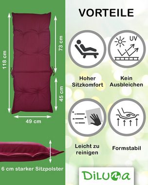DILUMA Hochlehnerauflage Hochlehner Auflage Naxos Sitzauflage für Gartenstühle, (1 St), robuster Stoff, Sitzkomfort, extra Halterung