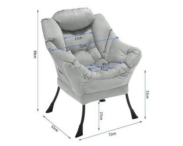 EUGAD Relaxsessel (1-St), Sessel Samt, Liegesessel, mit Armlehnen Rüchenlehe