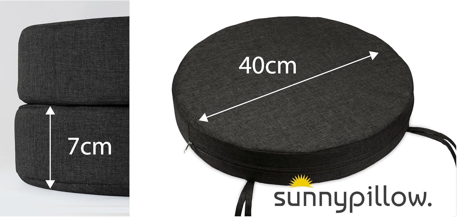 sunnypillow Stuhlkissen 2er Set Stuhlkissen Rund Ø 40 cm mit Bändern "HAVANA"