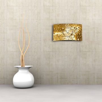 dixtime Wanduhr Wassertropfen gold Designer Wanduhr modernes Wanduhren Design leise (Einzigartige 3D-Optik aus 4mm Alu-Dibond)