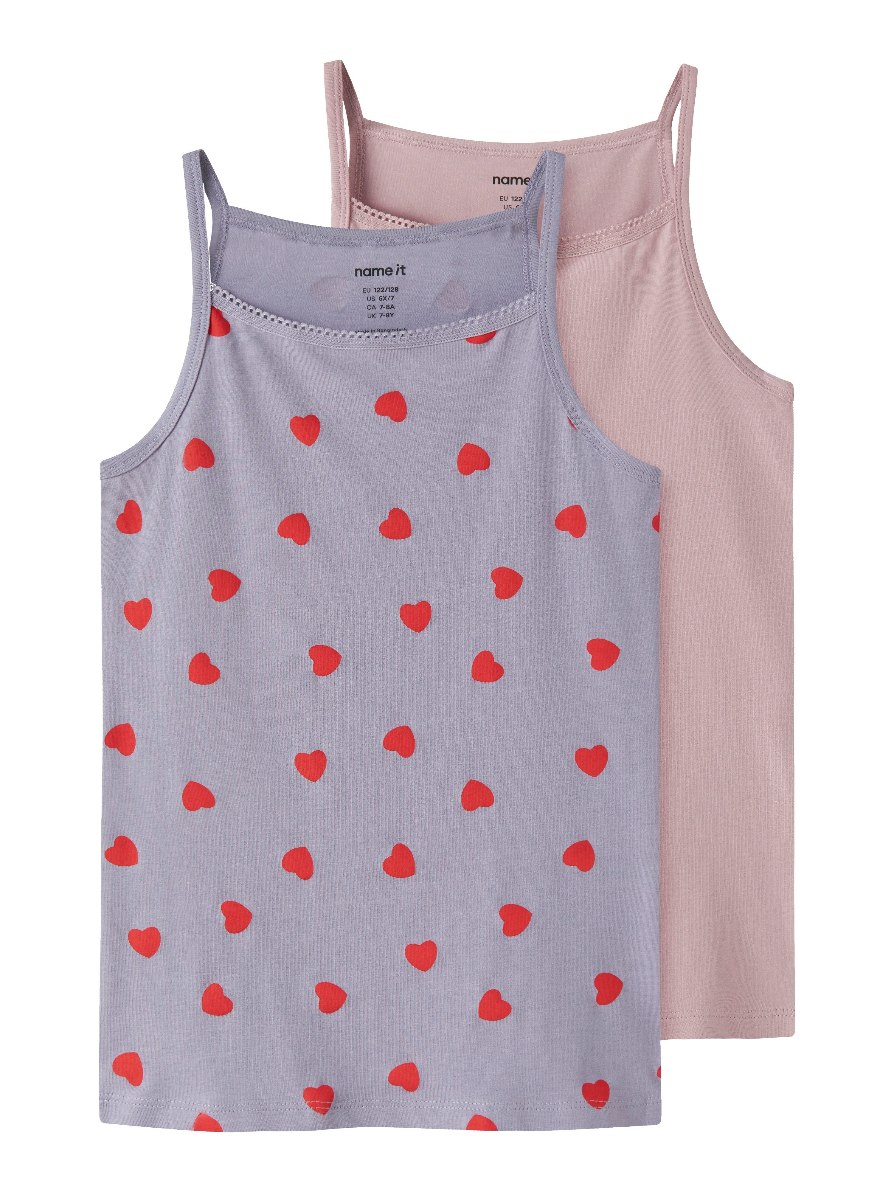 Name It Unterhemd NKFSTRAP TOP 2P LAVENDER HEARTS NOOS (Packung, 2-St)